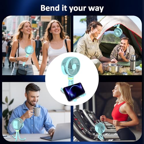 ITSHINY Ventilatore per Passeggino, 8000mAh Ventilatore Portatile Usb Ricaricabile, Ventilatore da tavolo con Treppiede flessibile 4 velocità per Passeggino, Tapis Roulant, Culle, Tenda