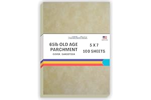 THUNDERBOLT PAPER 100 Old Age Parchment 65lb Cover Weight Paper - 5" X 7" (5X7 Inches) Photo|Card|Frame Size - Printable Cardstock Colored Sheets Old Parchment Look
