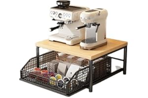 Microwave Stand,2-Tier Counter Organizer Rack with Sliding Basket, Kitchen Microwave Cart Small Storage Shelf No Wheels for O