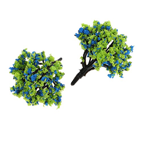 Unbekannt 10 STK. 1/200 Modell Baum für Landschaft Modellbau Modelleisenbahn - Blau Grün – Bild 7
