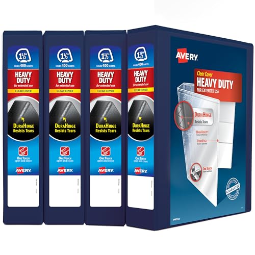 Avery Heavy Duty View 3 Ring Binder, 1.5" One Touch Slant Ring, Holds 8.5" x 11…