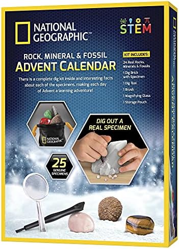 NATIONAL GEOGRAPHIC Advent Calendar 2021 - Rocks, Minerals & Fossils Advent  Calendar for Kids & Geology Enthusiasts, a Complete Rock Collection  Christmas Countdown Calendar with Mini Gemstone Dig Kit (Color:  Multi-Color) |