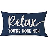 PANDICORN Decorative Throw Pillow Covers 12x20 Inch Relax Home Blue Outdoor Rustic Farmhouse Lumbar Pillow Decorative Throw Pillows Cases Cushion Covers Decorations for Porch Room Couch Sofa Decor