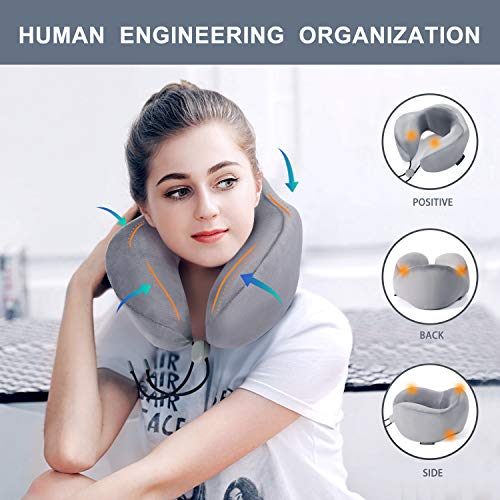 RENOOK Travel Pillow, 100 Pure Memory Foam Neck Pillow, Ideal for