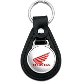 GRAPHICS &amp; MORE Black Leather Honda Powersports Logo Keychain