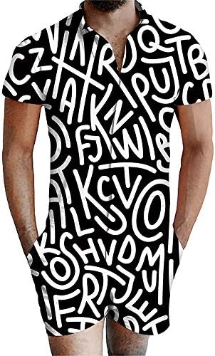 Men's 3D Printed One Piece Romper Casual Short Jumpsuit Overalls Outfits