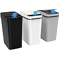3 Pack Automatic Small Bathroom Trash Can with Lid - 2.5 Gallon Touchless Garbage Can, Motion Sensor Smart Trash Bin, Slim Dog Proof Trashcan, Waterproof Plastic Wastebasket for Bedroom Office Kitchen