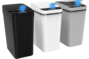 KSSVZZ 3 Pack Automatic Small Bathroom Trash Can with Lid - 2.5 Gallon Touchless Garbage Can, Motion Sensor Smart Trash Bin, Slim Dog Proof Trashcan, Waterproof Plastic Wastebasket for Bedroom Office Kitchen