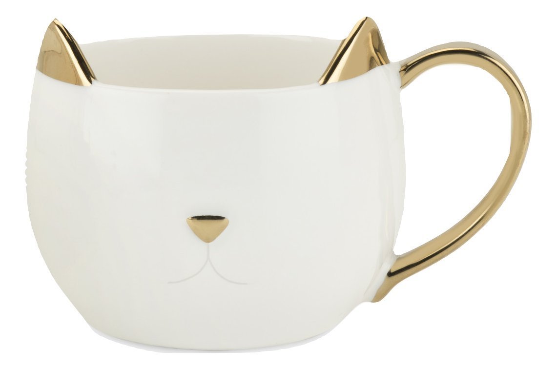 Pinky Up5385 Ceramic Coffee Chloe White Cat Mug, Multi Colored