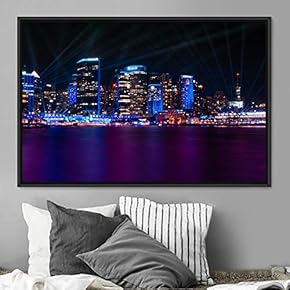 signwin Framed Canvas Wall Art City Illuminations Aerial...