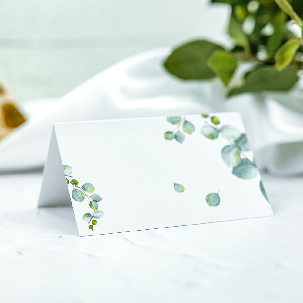 Eucalyptus - Ready to Write Wedding Place Cards - Pack of 10. Floral, Greenery, Foliage, Elegant. For Friends and Family. Any Occasion. Perfect for Weddings or Birthdays (17 0015)