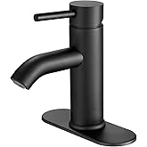 VOTON Black Bathroom Faucet Single Handle Matte Black Bathroom Sink Faucet Rv Lavatory Vessel Faucet for Bathroom Faucet 1 or 3 Hole with Deck Plate