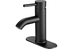 VOTON Black Bathroom Faucet Single Handle Matte Black Bathroom Sink Faucet Rv Lavatory Vessel Faucet for Bathroom Faucet 1 or 3 Hole with Deck Plate