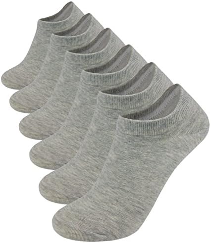 Women's No Show Socks Basic Solid Color Low Cut Style Cotton Ankle Casual Socks  Grey 6 pairs  Womens Shoe Size 6-10