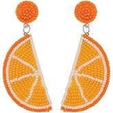 Fruit Earrings for Women Orange Lemon Beaded Drop Earrings Cute Beaded Fruit Dangle Earring Boho Summer Beach Jewelry