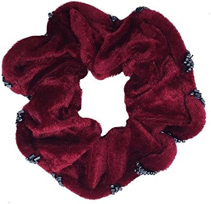1 Pair Hair Scrunchies Velvet (Red) Elastic Hair Bands Tie Band Ponytail Holder, Hair Scrunchy, Hair Rubber Bands