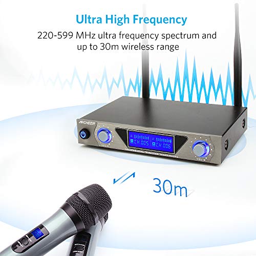 Wireless Microphone,ARCHEER UHF Bluetooth Dual Channel Handheld