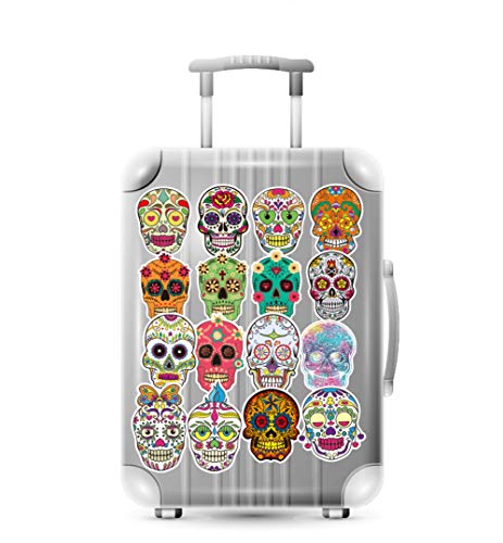 Sugar Skull Stickers Pack 50pcs Laptop Skull Decals Dia de Los Muertos Mexican Day of The Dead Sticker Bomb Water Bottle Luggage Bike Computer Skateboard Vinyl Decal Pack (Sugar Skull Stickers 50pcs) - Thumbnail 3