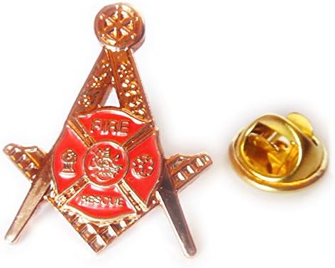 Firefighter Fire Fighter Fireman Paramedic Masonic Freemason Copper Plated with Red Fill Lapel Pin