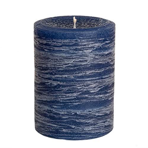 Nordic Candle Rustic Pillar Candle 3x4 Inch Navy Blue