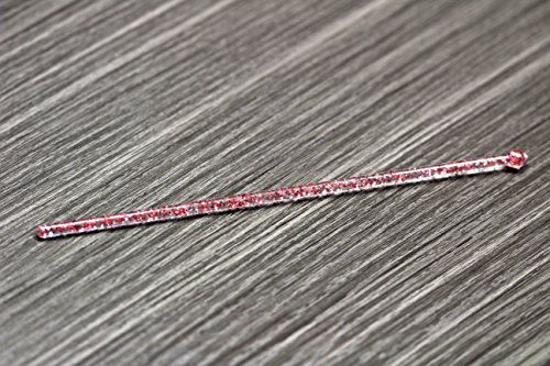 Royer Round Top Stir Sticks, Swizzle Sticks, Drink Stirrers for Valentine's Day, Weddings, Bridal Showers - Crystal With Red Glitter, 6 Inch, Set of 48, Made In USA