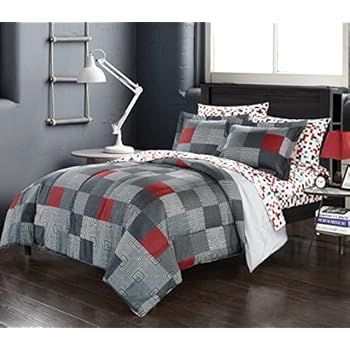 Durable Service 7 Piece Kids Boys Aqua Geo Block Comforter Queen