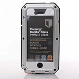 iPhone 5C Case,Gorilla Glass Luxury Aluminum Alloy Protective Metal Extreme Shockproof Military Bumper Heavy Duty Cover Shell Case Skin Protector for Apple iPhone 5C (3-Silver)