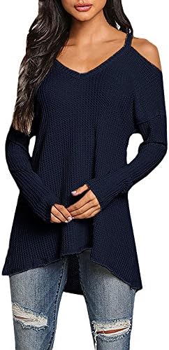 Wollsolo Womens Cold Shoulder Oversized Long Tunic Sweaters Cable Knit Pullover
