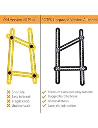 Herramientas de medición de ángulos, herramienta de plantilla de Angleizer de metal de aleación de aluminio ROTEK, regla de diseño universal multifunción con estuche portátil para constructores de manitas de bricolaje Carpinteros, Tilers, artesanos
