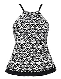 Bañador para dama con cuello alto y dobladillo con volantes