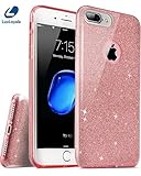 Cute iPhone 7 Plus Case for Girl, Pink iPhone7 Plus Girly Case Shockproof Silicone Bling Glitter Sparkle Transparent phone Protective case,not fit well for iPhone 8 Plus.