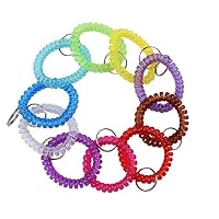 BIHRTC Pack of 30 Colorful Flexible Spiral Coil Stretchable Spring Wristband with Key Ring for Office, Workshop, Shopping Mall, Sauna and Outdoor Activities Place (Colorful-2)
