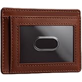 PavinCrafter Slim Leather Wallet for Men & Women – Minimalist Front Pocket Card Holder, Small Money Clip Wallet, Genuine Leather Credit Card Case (Tan)