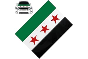 Syrian Flag Car Hood Cover, Polyester Elastic Fabrics Can Be Washed, Syria Flag Car Bonnet Banner Car Decorative Accessories