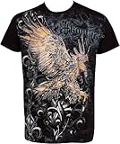 TG255T Clutching Eagle and Fleur De Lis Metallic Silver Embossed Short Sleeve Crew Neck Cotton Mens Fashion T-Shirt – Black / Medium, Online Clothing Store