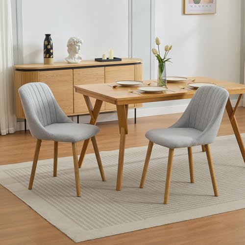 Garvee Dining Chairs Set of 2 - Modern Upholstered Kitchen Chairs with Ergonomic Backrest, 300Lbs Capacity & Oak Wood Legs for Dining Room, Home, Restaurant