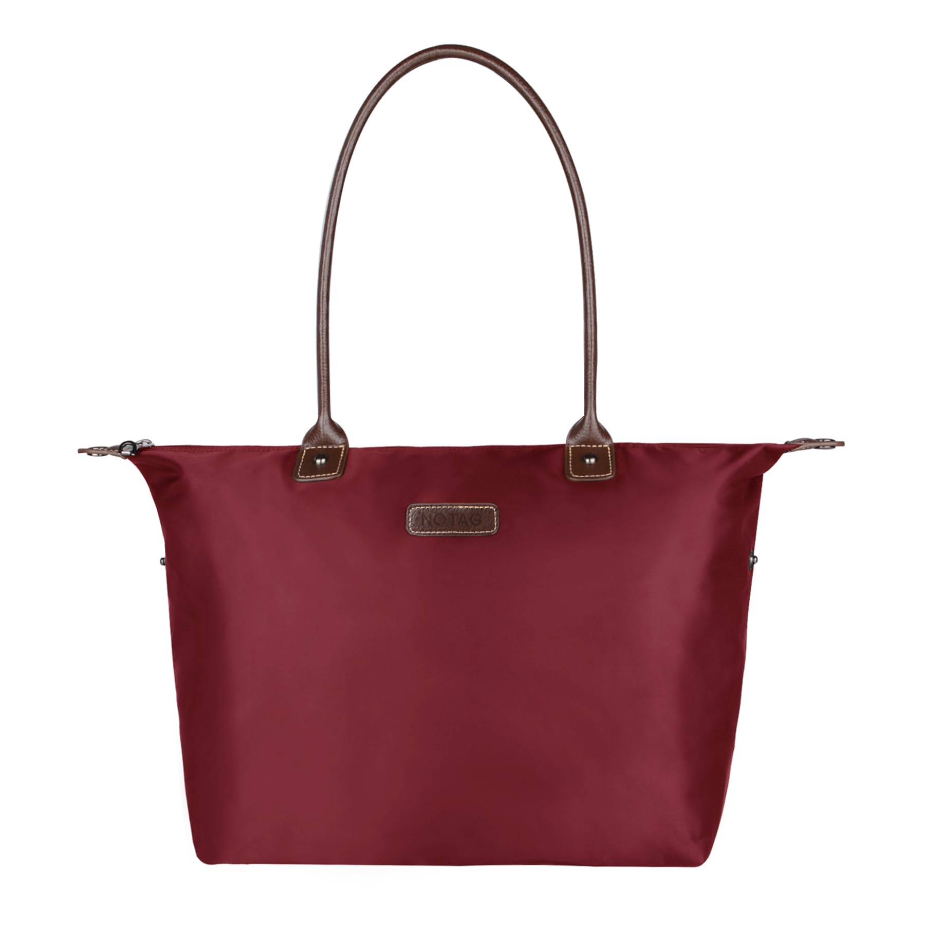 NOTAG Tote Bag, Stylish Waterproof Nylon Tote Handbag Ladies Tote Shopping Bag for Travel Beach (Wine Red)