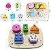 ATDAWN Wooden Educational Toys, Wooden Shape Color Sorting, Preschool Stacking Blocks, Toddler Puzzles Toys for Boys and Girls (Style 1)