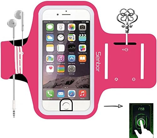 Senbor Sports Armband, Sweatproof Running Exercise Gym Fitness Cellphone Sportband bag with [ Fingerprint Touch ][ Key Holder ][ Card Slot ] for iPhone 7 Plus 6 6s Plus Samsung Galaxy S8 S7 Edge