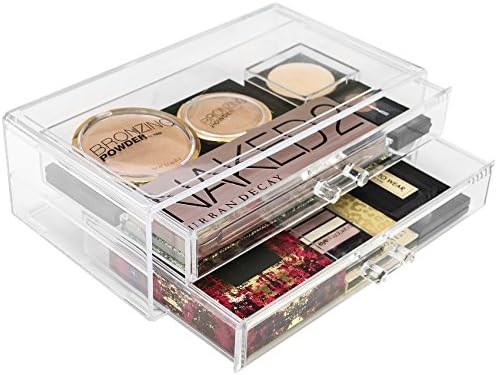 Pretty G Acrylic Cosmetic Makeup Jewelry Storage Case Display 2 Drawers Interlocking Drawer