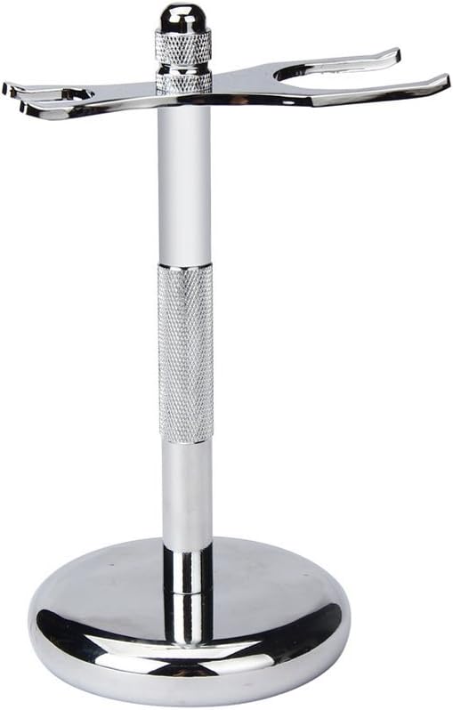 TEEROVA Universal Stainless Steel Safety Razor Stand Holder Shaving Brush Stand, Silver