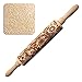 SeaHome Wooden Rolling Pins with Flower Embossing, Paisley Embossed Natural Wood Carved Snowflake Vine Plant Engraved Rolling Pin for Christmas Baking Cookies, Biscuits (38cm / 14.9