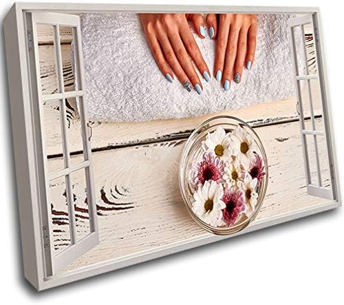 LoveSticker Nails Beauty Salon Flower Girl Mount Wall Frame 3D Art Canvas Mount Room R942(24x36inch (60x90cm))