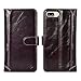 CORNMI iPhone 7 Plus Case, Handcraft Genuine Leather Flip Stand Wallet ID Card Holder Case Money Pouch for Apple iPhone 7 Plus - Purple