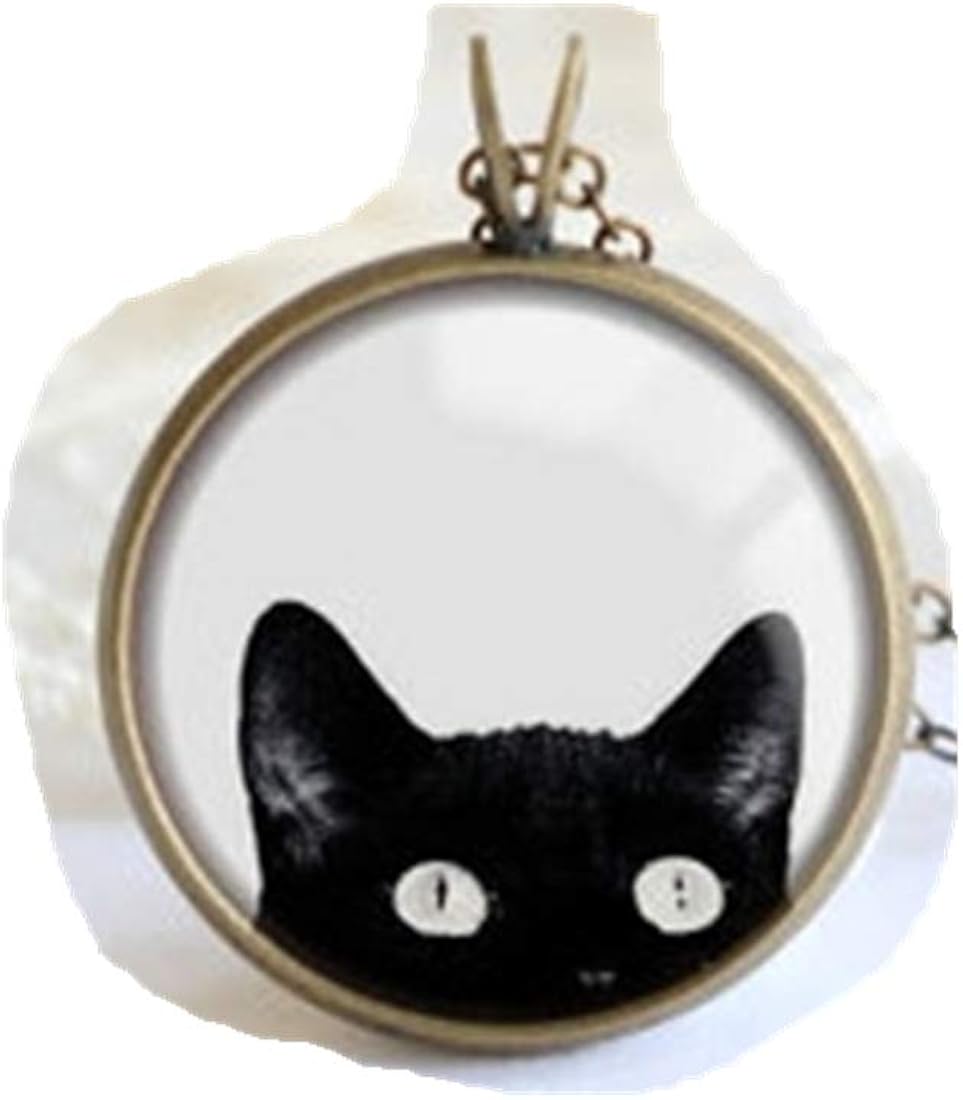 Black cat Necklace, cat jewelry, Silver