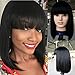 Fanshow Brazilian Glueless Human Hair Bob Wig with Bang Yaki Machine Made Short Wigs (12
