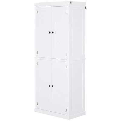 HOMCOM Traditional Farmhouse Cupboard Kitchen Pantry, White