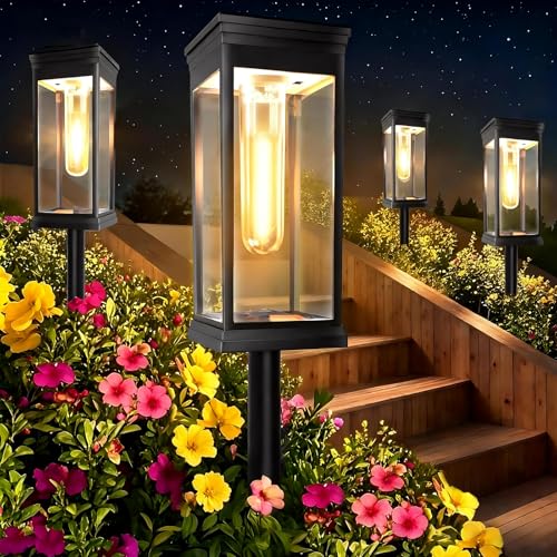 8 Pack Solar Pathway Lights Outdoor,Waterproof Brighter Solar Outdoor Lights,Auto On/Off Solar Lights Outdoor Garden,Outdoor Solar Lights for Walkway Driveway Garden