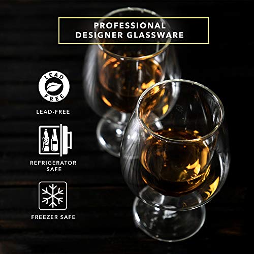 Dragon Glassware Whiskey Glasses, Double Wall Glass Snifters, 8Ounce