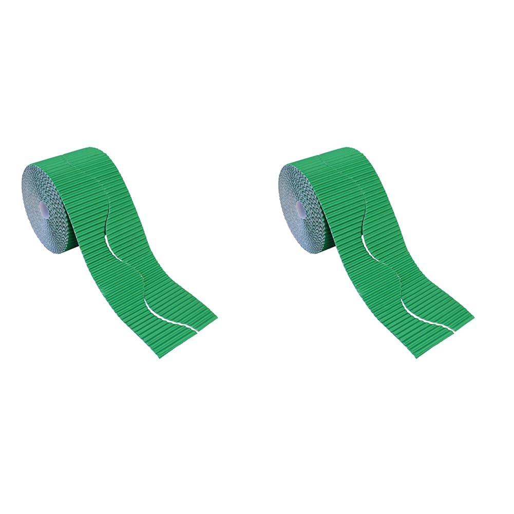 Bright Ideas Corrugated Border Roll for School Displays, Emerald, 10cm x 7.5m, BI7887 (Pack of 2)